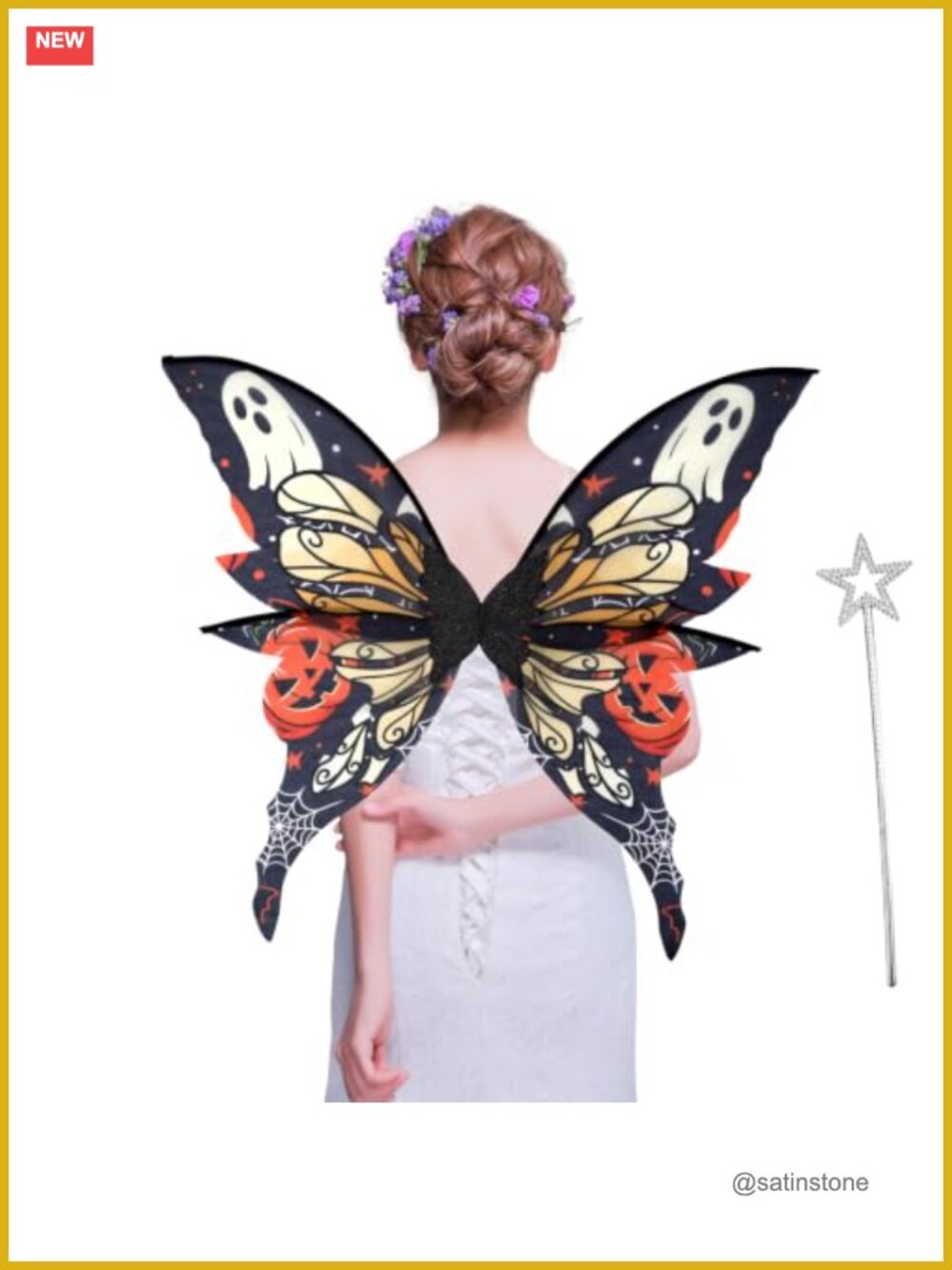 Fairy Wings Costume Set Organza Butterfly Wings Magic Wand Halloween Cosplay